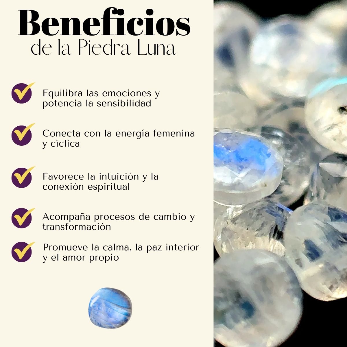 Pulsera Ajustable Piedra Luna 4mm