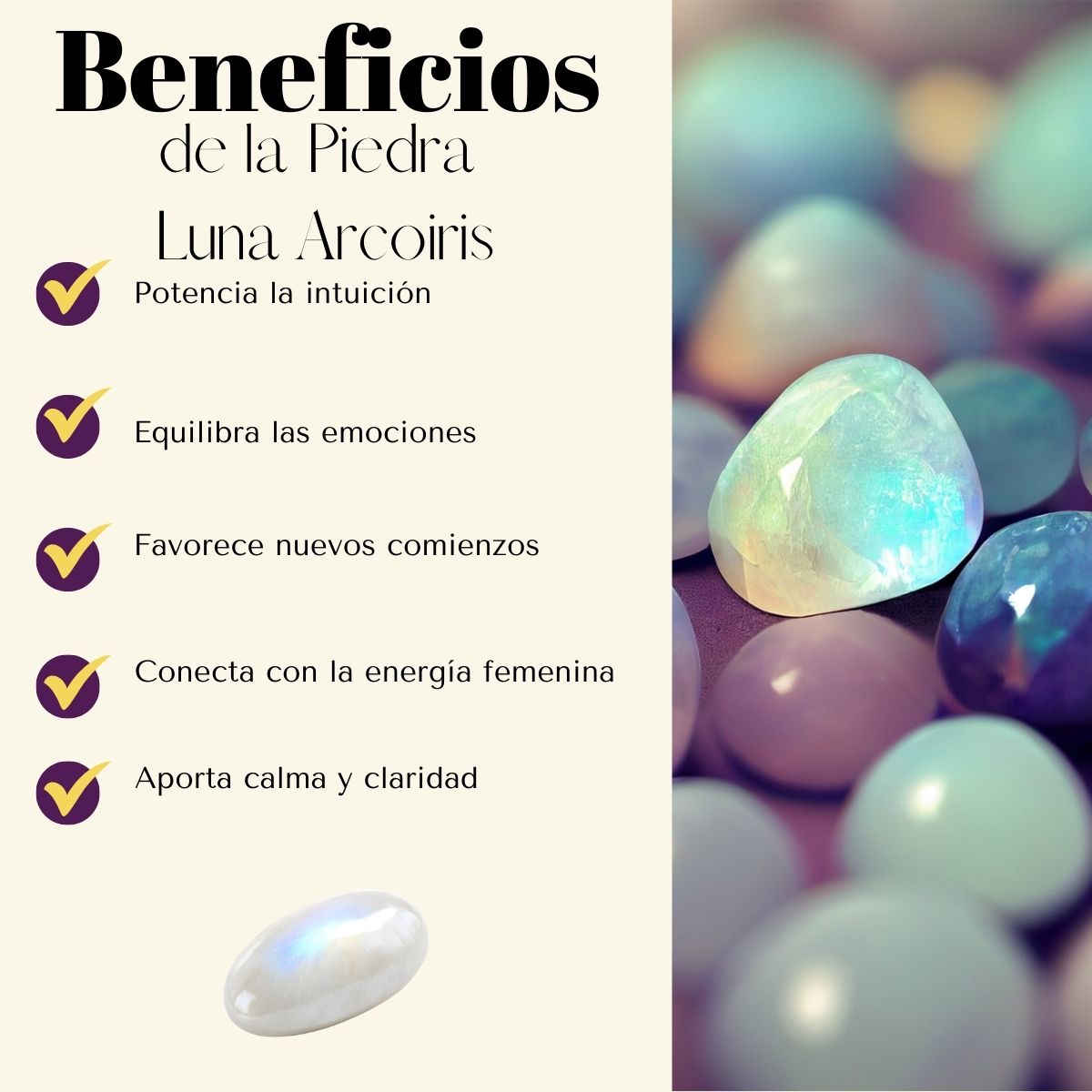 Pulsera Piedra Lunar Arcoiris 8mm