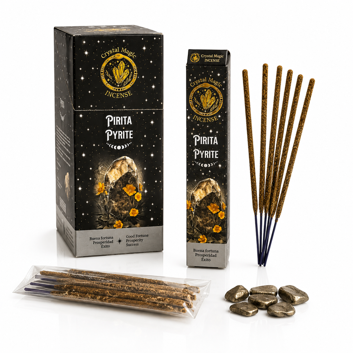 Incienso Palo Santo con Piedras de Pirita