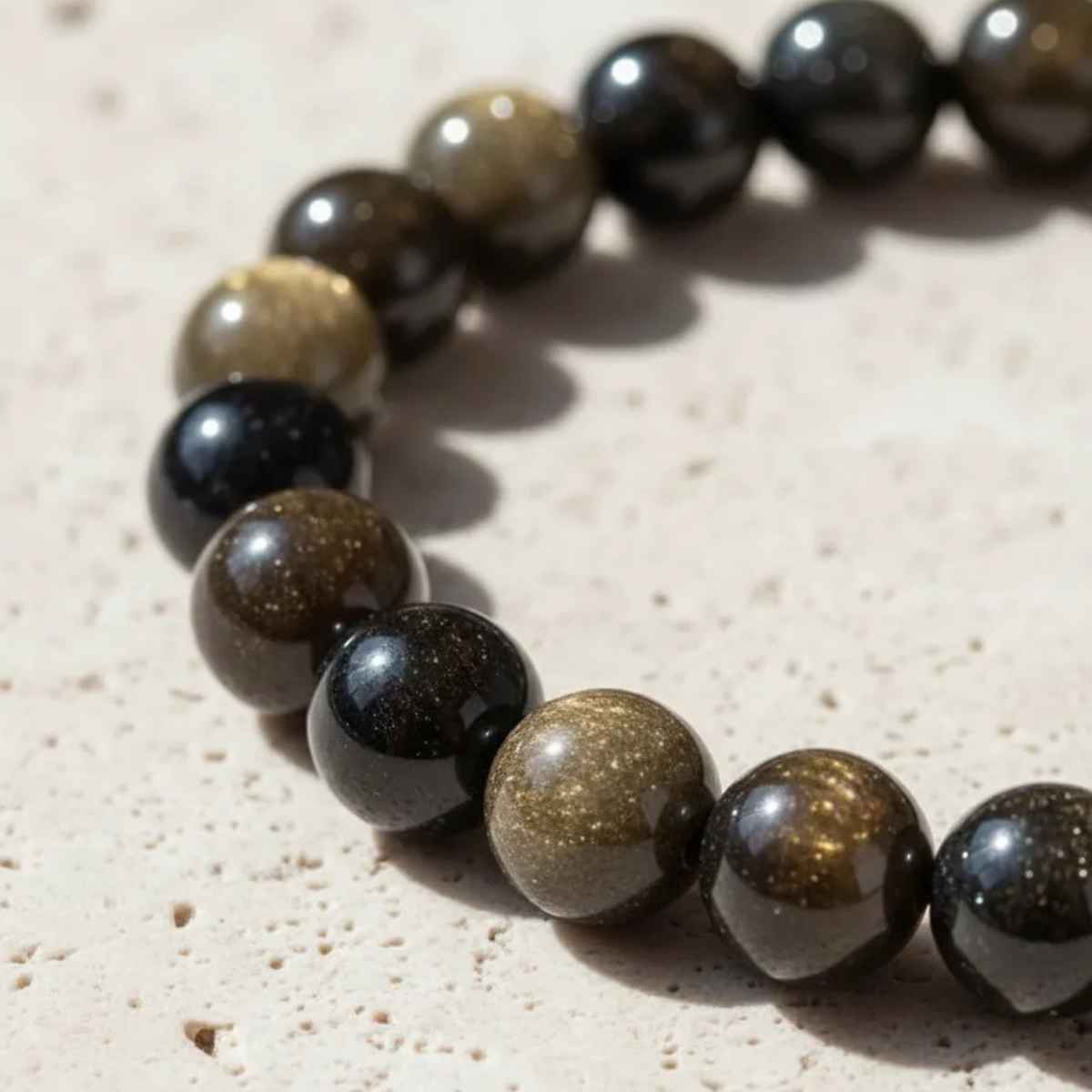 Pulsera Obsidiana Dorada 8mm