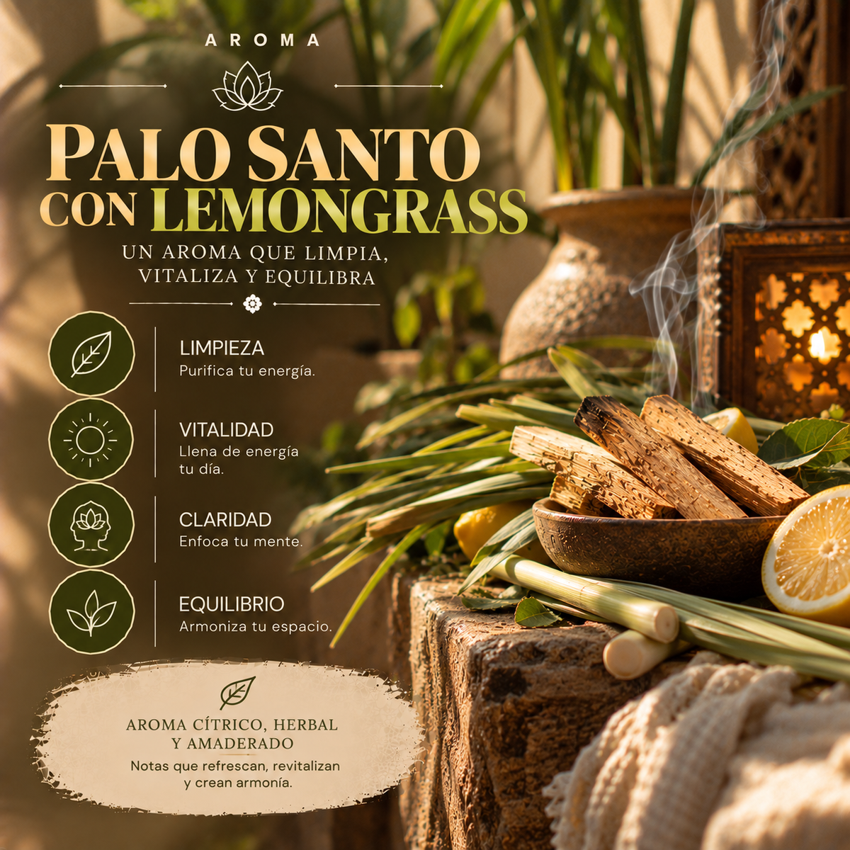 Incienso Orgánico Palo Santo con Lemongrass