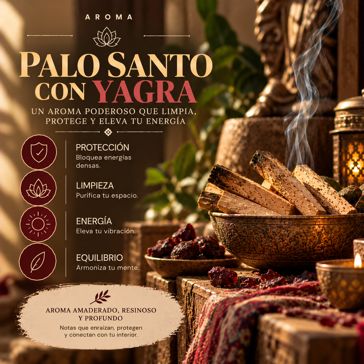 Incienso Orgánico Palo Santo con Yagra