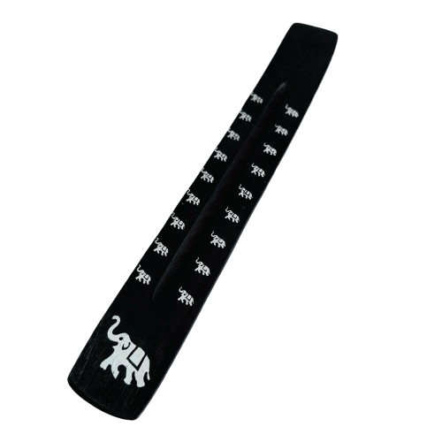 Tabla Porta Incienso Madera: Elefante Negro