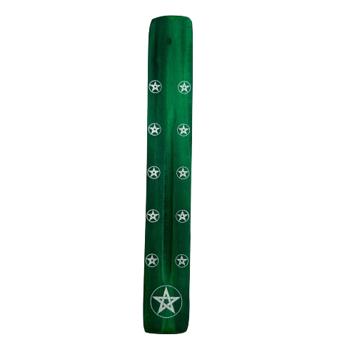 Tabla Porta Incienso Madera: Estrella Verde