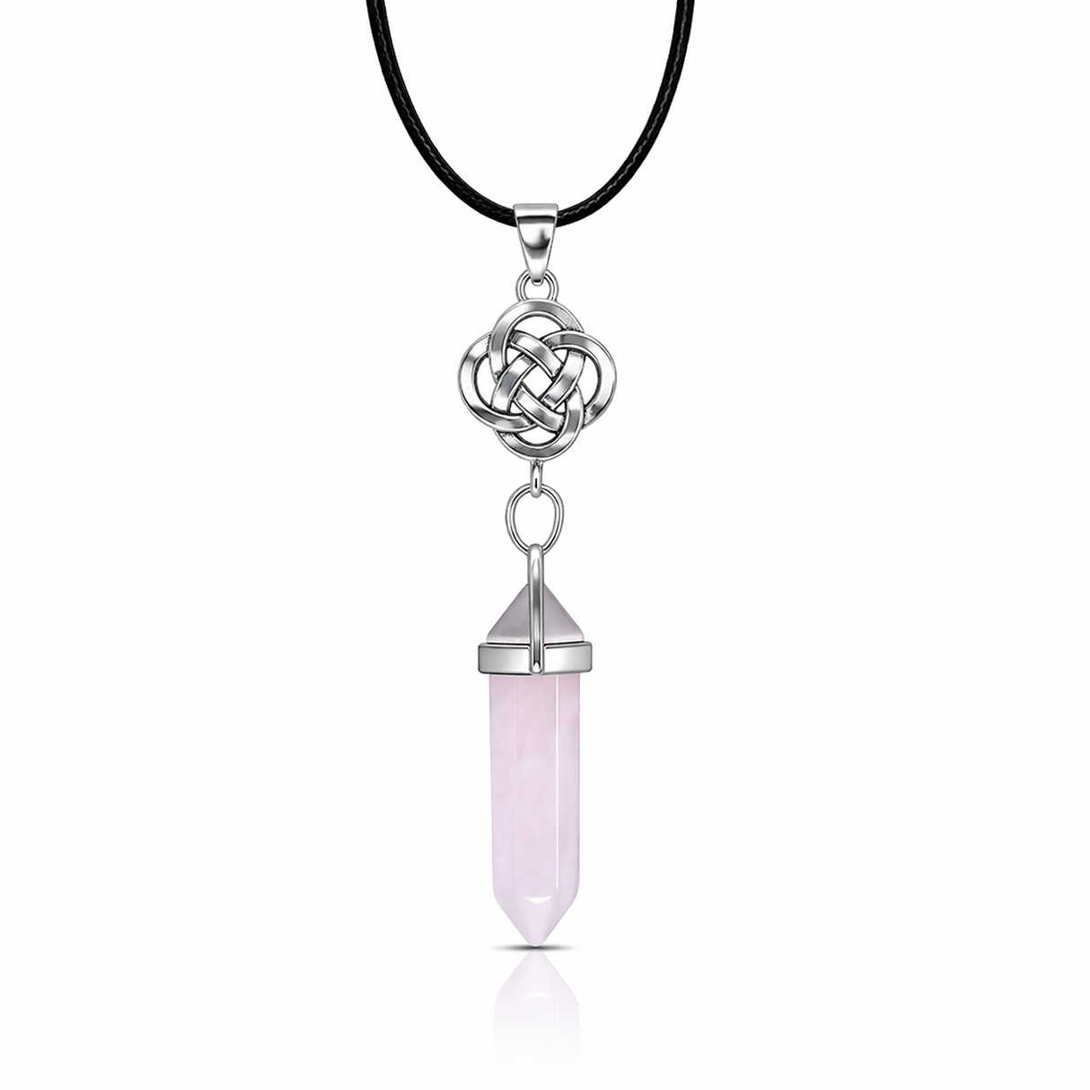 Colgante Nudo Celta de Punta Cuarzo Rosa