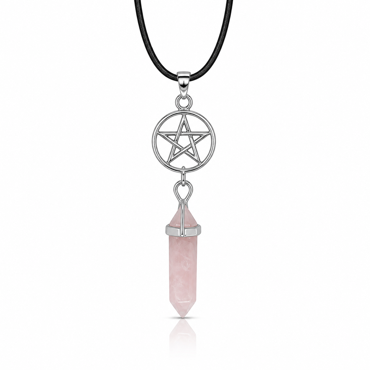 Colgante Estrella de Punta Cuarzo Rosa