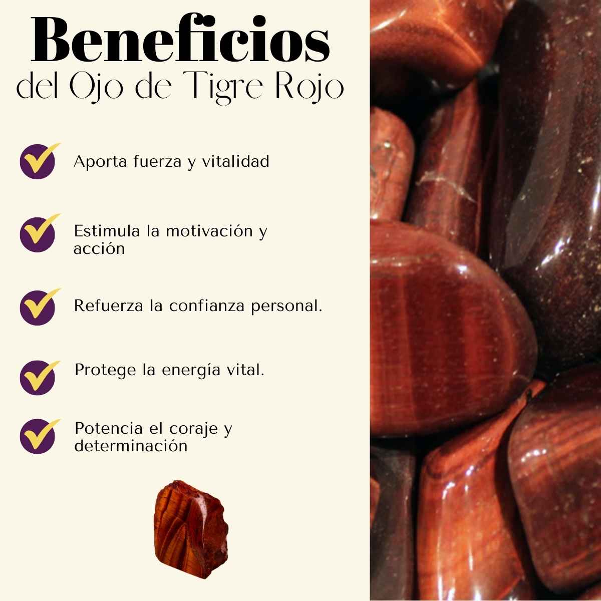 Pulsera Ojo de Tigre Rojo 6mm