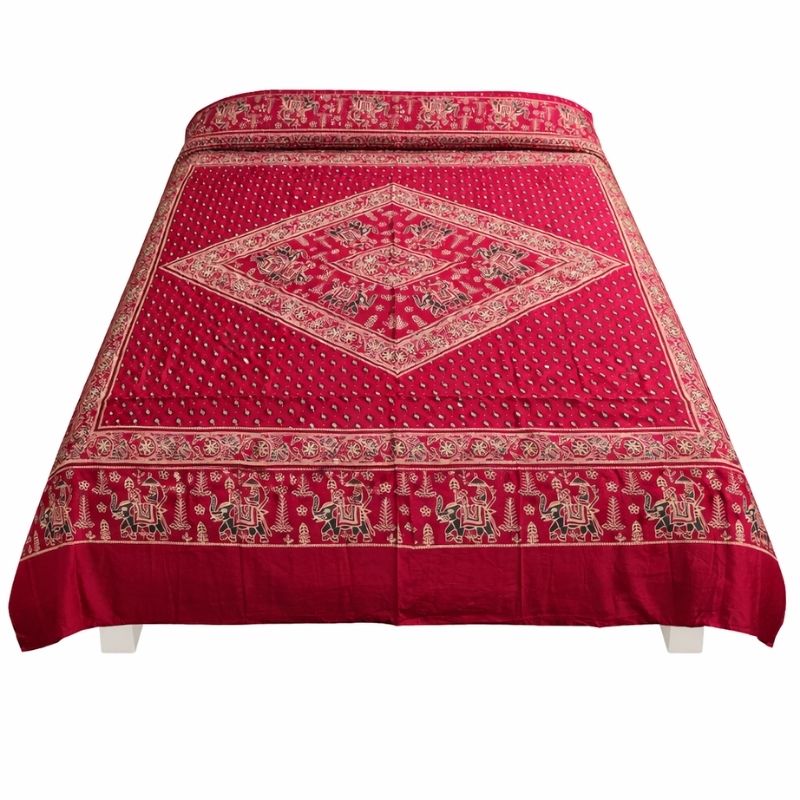 Cubrecama 2 Plazas Burdeo Elefantes Sagrados