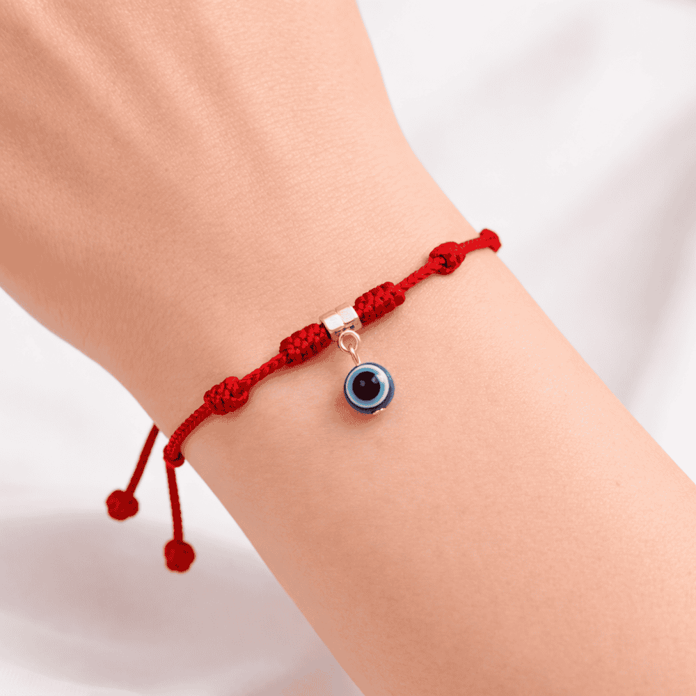 Pulsera Hilo Rojo 7 Nudos con Ojo Protector Colgante
