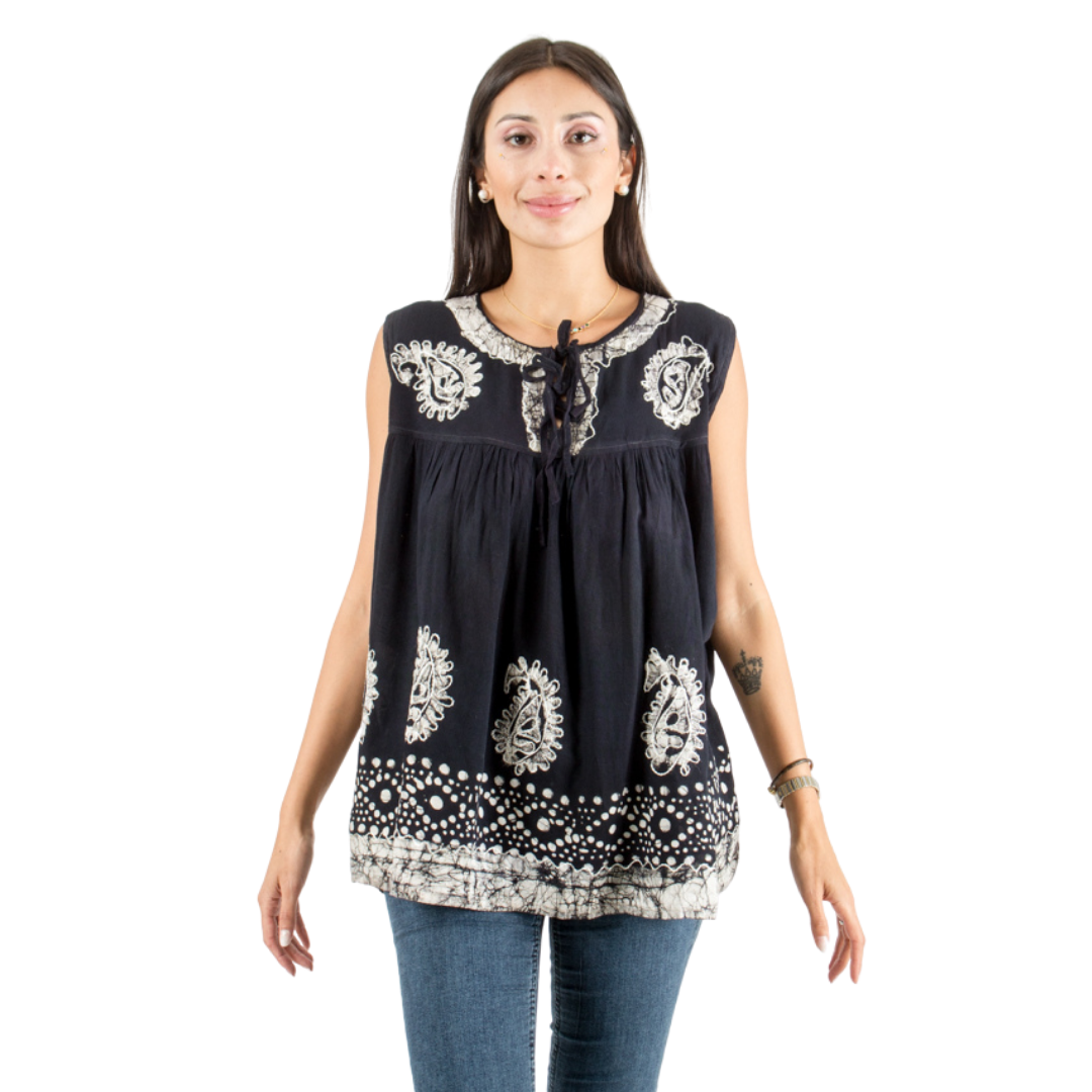 Blusa Dayita Negra con Blanco