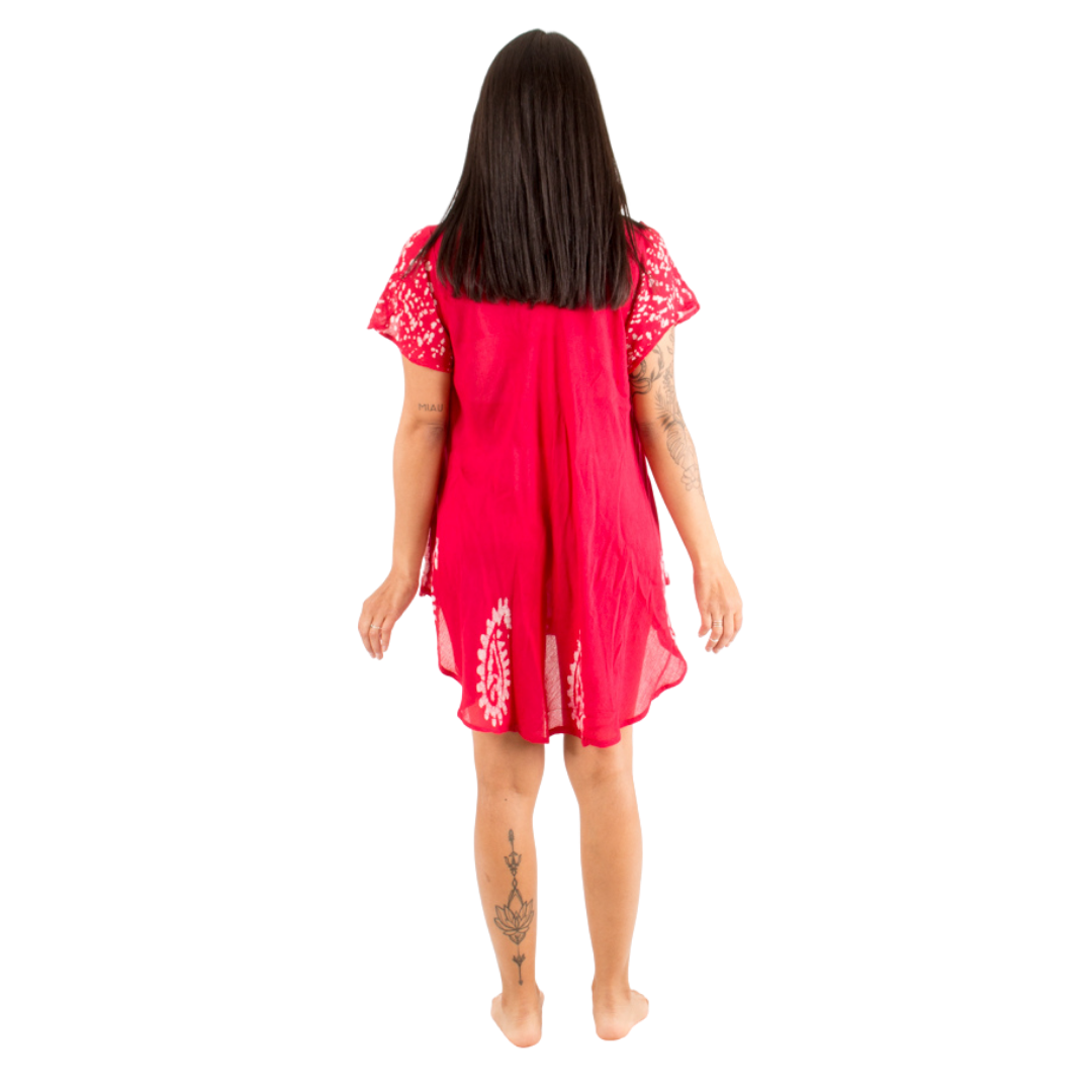 Blusa/Vestido Devamati Rosado con Blanco