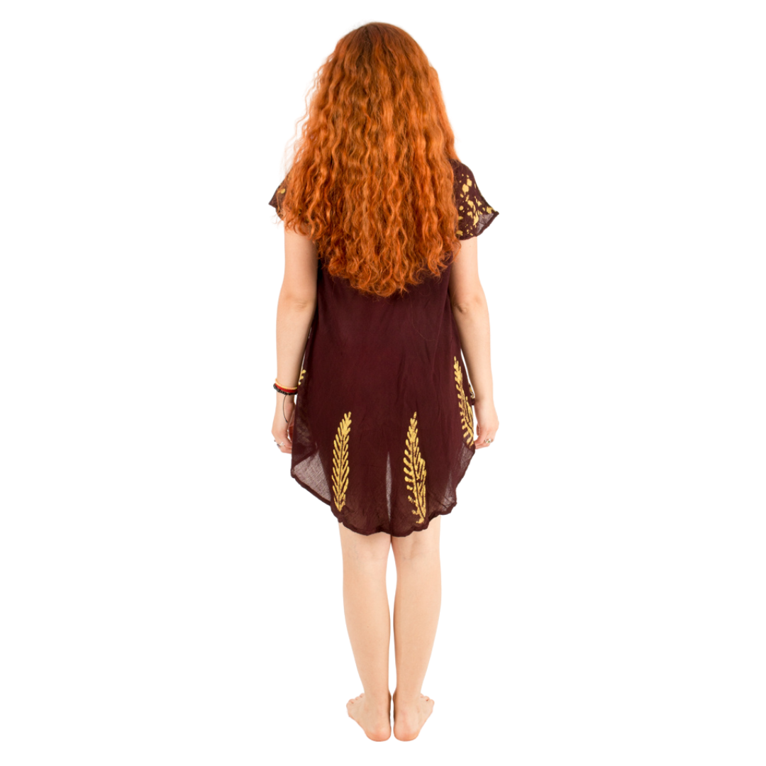 Blusa/Vestido Devika Café con Amarillo