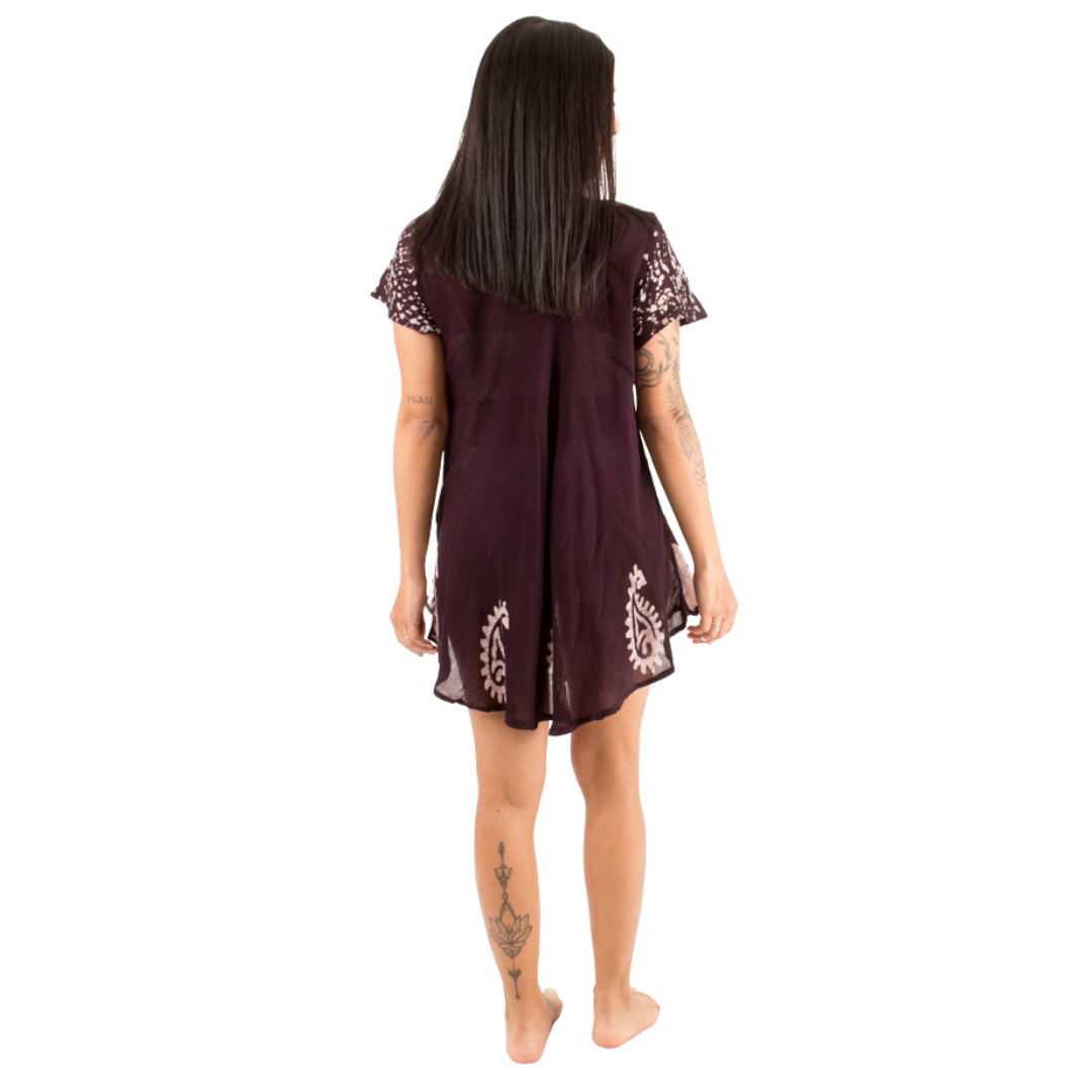 Blusa/Vestido Devamati Violeta con Blanco