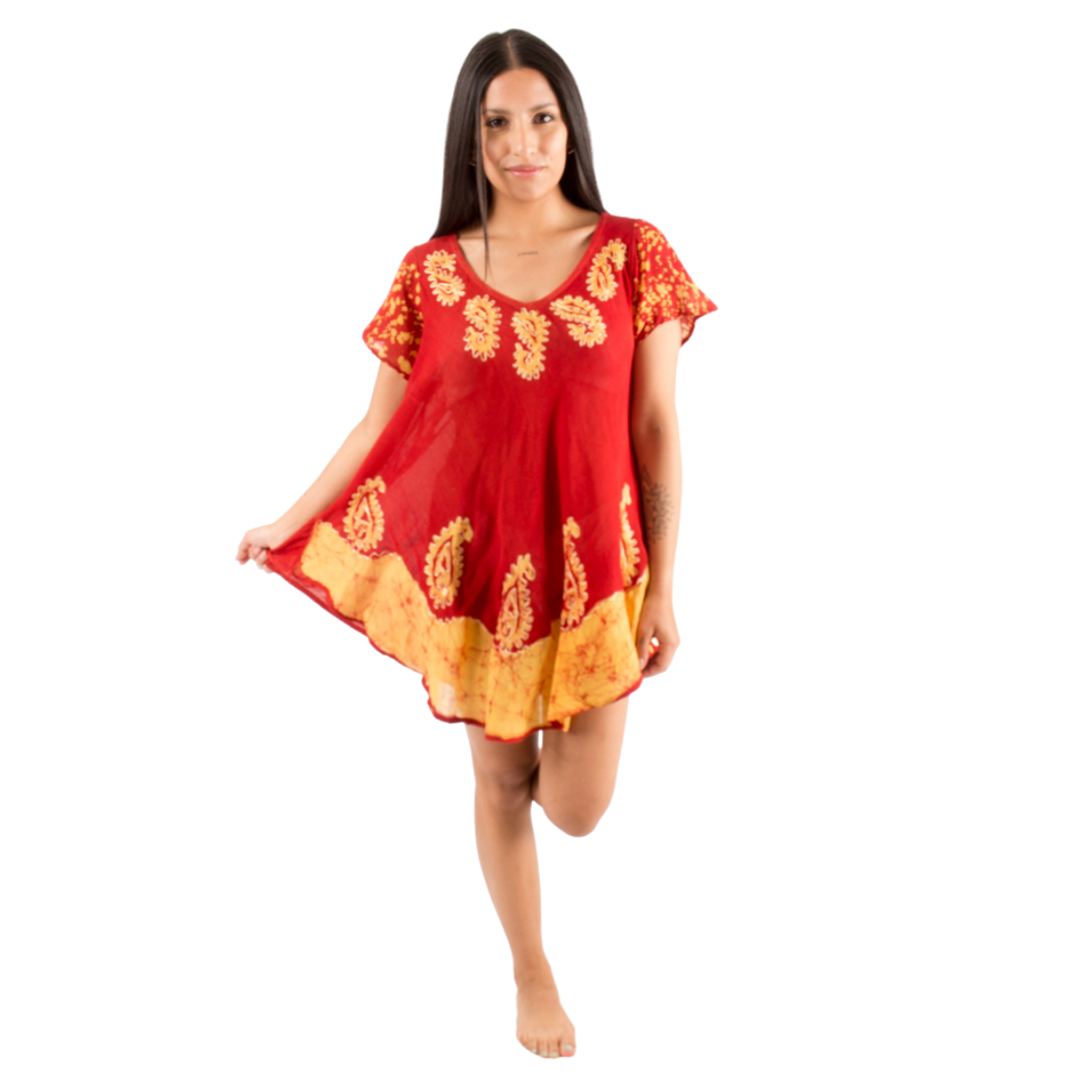 Blusa/Vestido Devamati Rojo con Amarillo