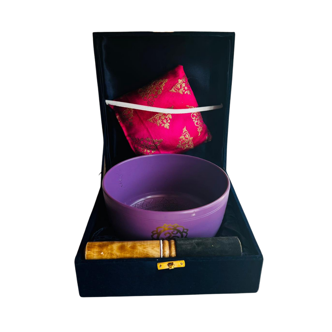 Box Cuenco Tibetano Morado OM 18cm