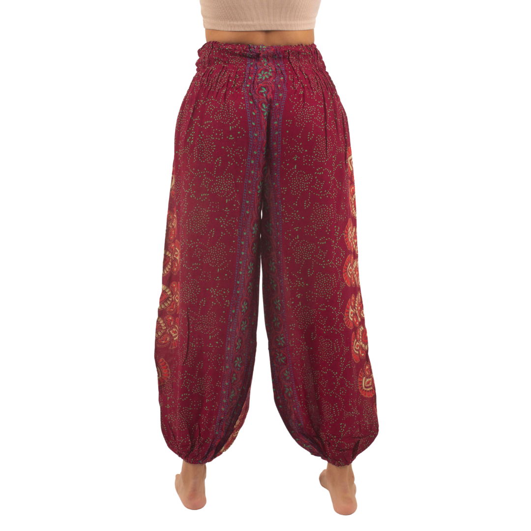 Pantalon Priya Burdeo con Verde