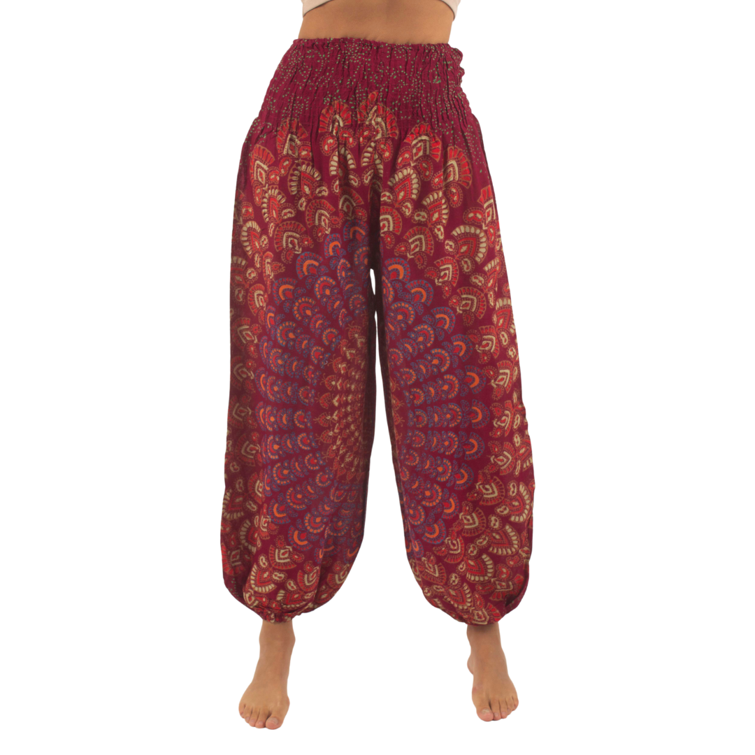 Pantalon Priya Burdeo con Verde