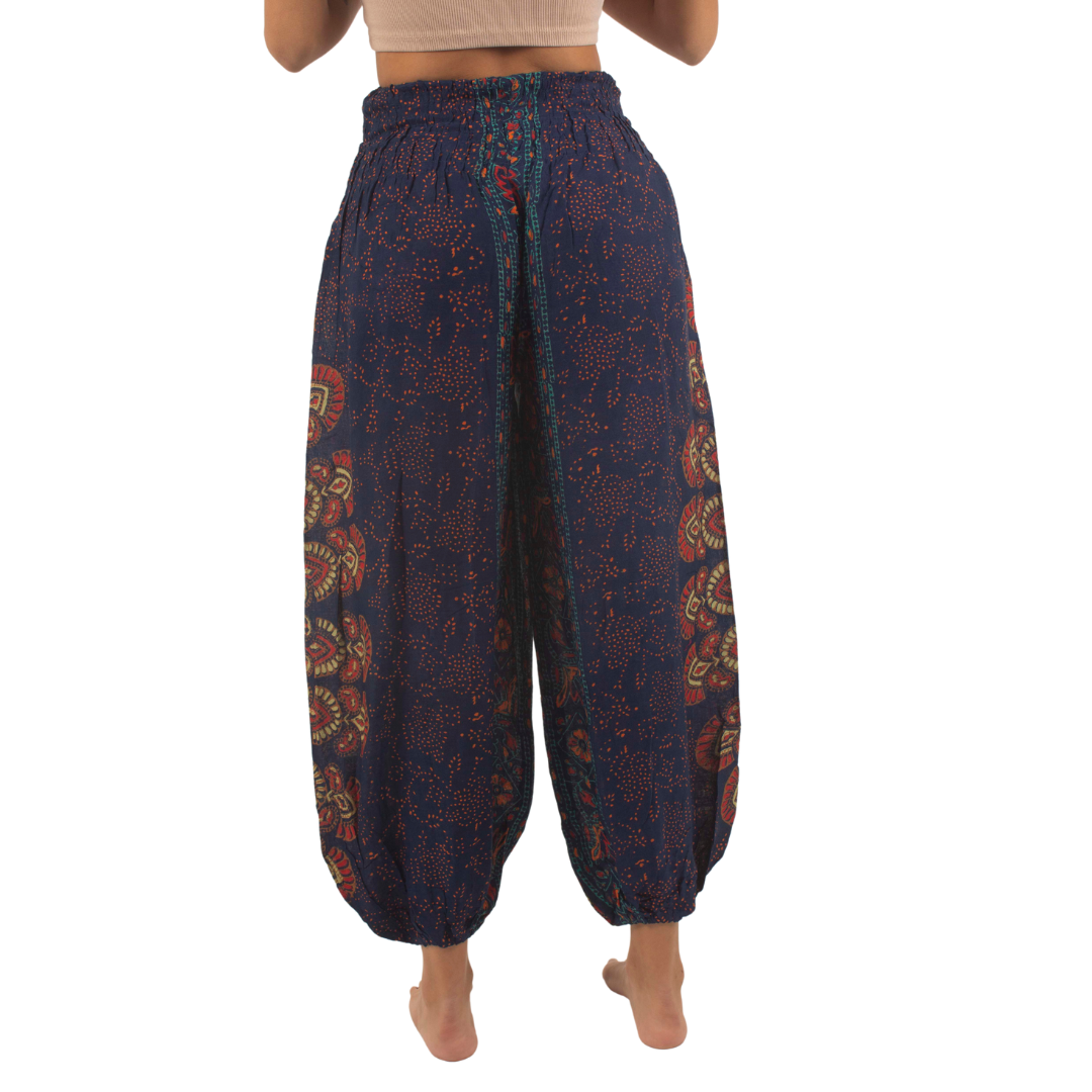 Pantalon Priya Azul con Naranjo