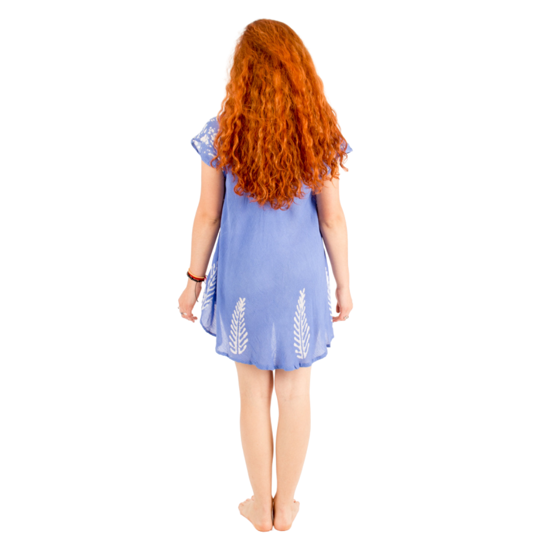 Blusa/Vestido Devika Azul con Blanco