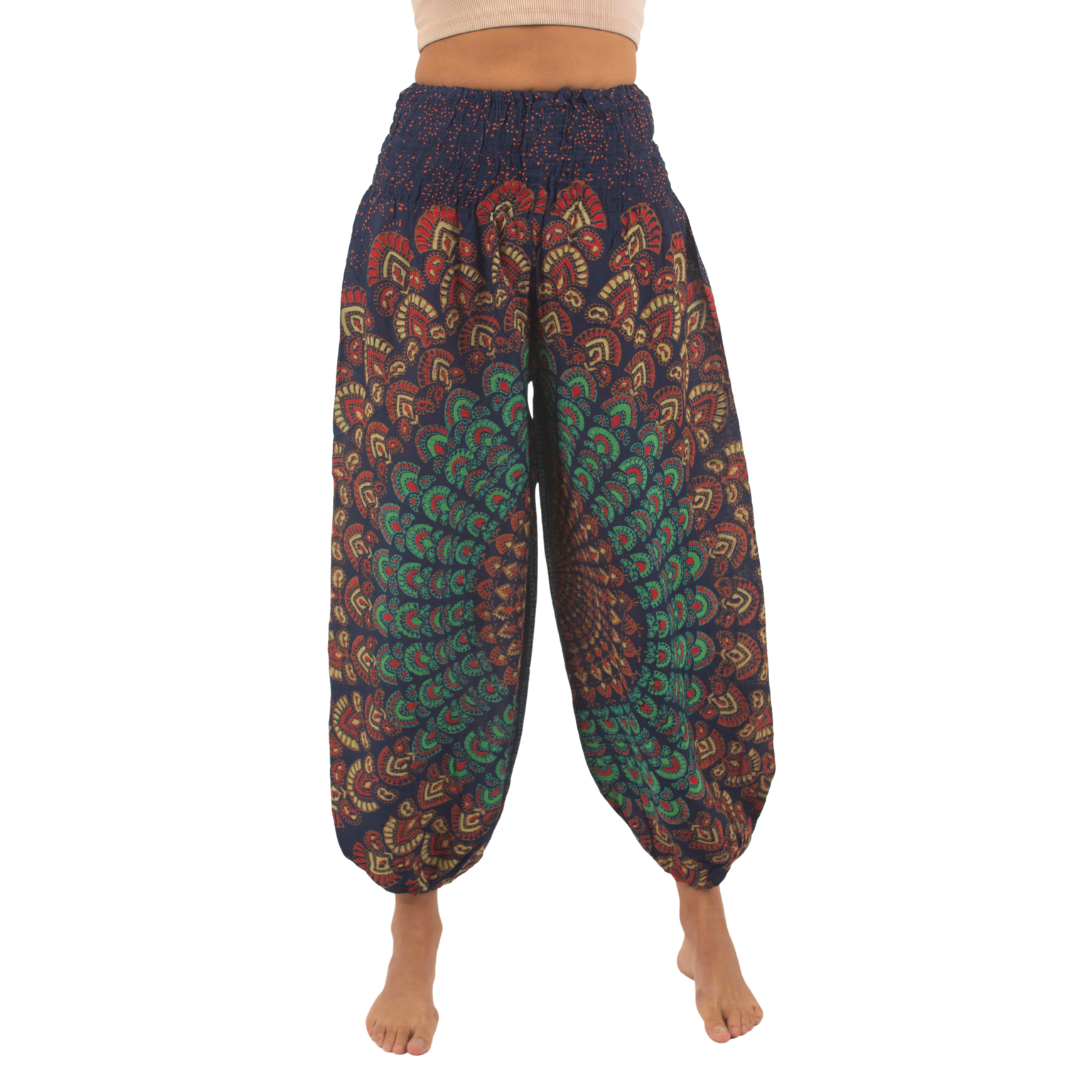 Pantalon Priya Azul con Naranjo