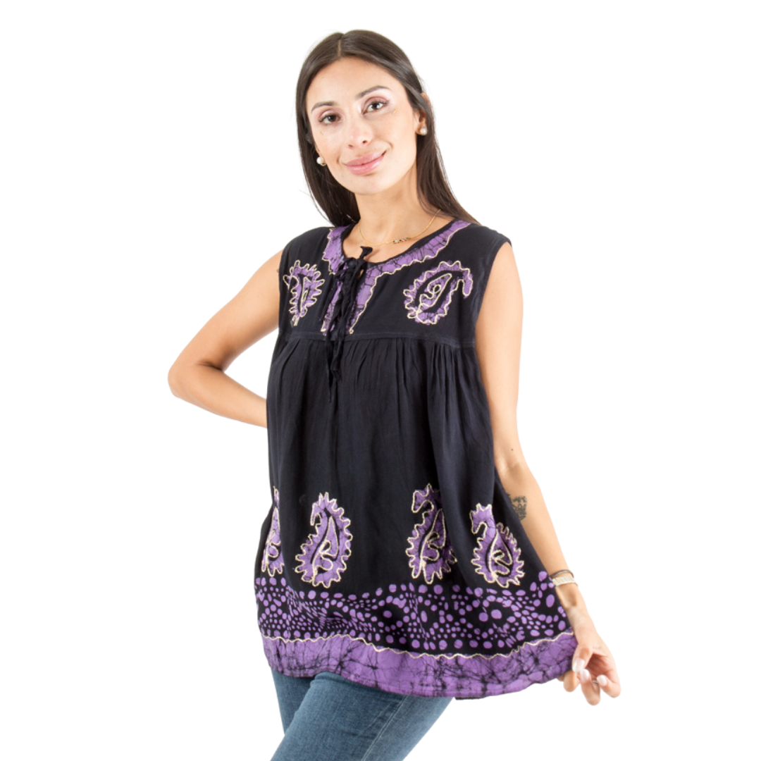 Blusaa Dayita Negro con Morado