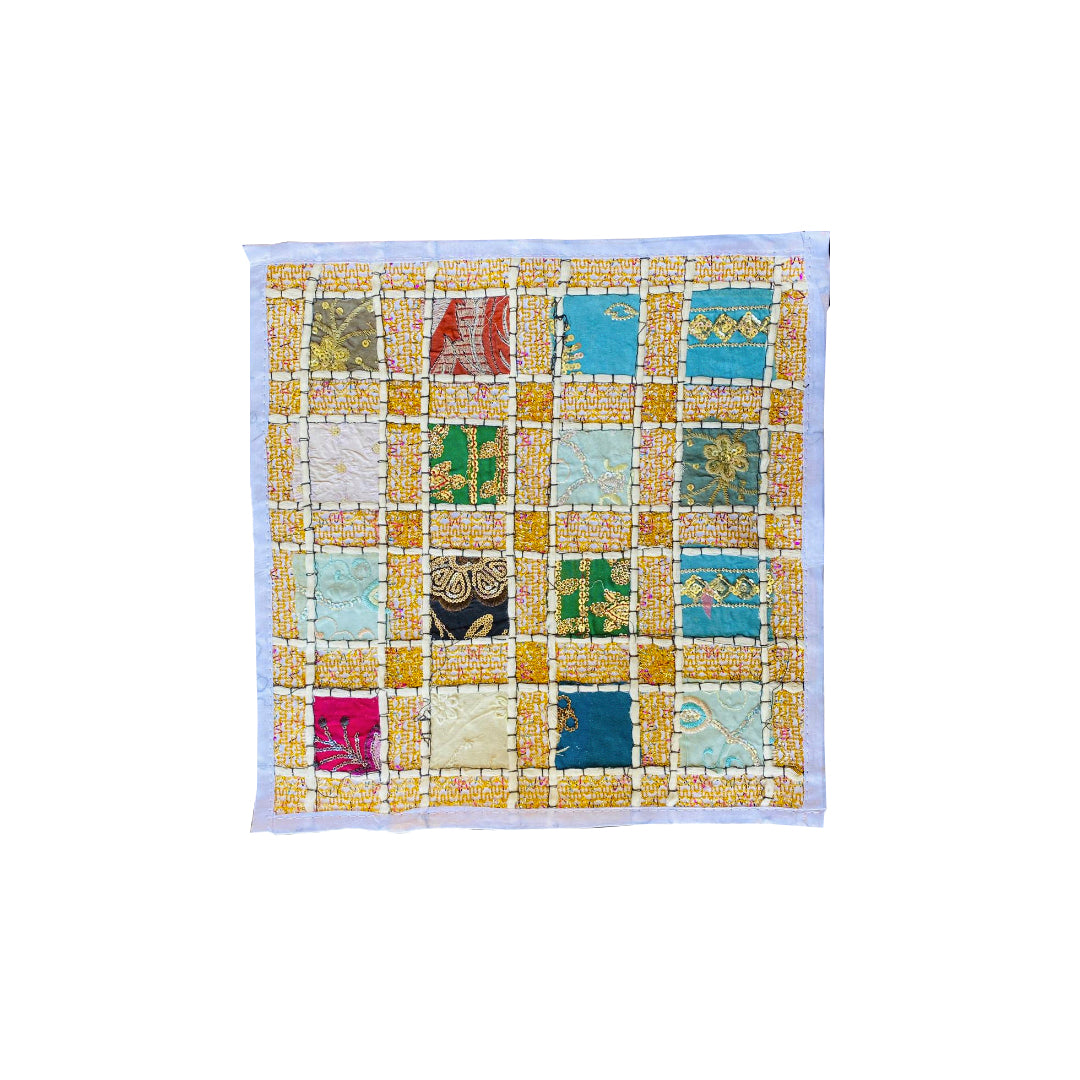 Funda de Cojín Blanco con Parches Brillosos