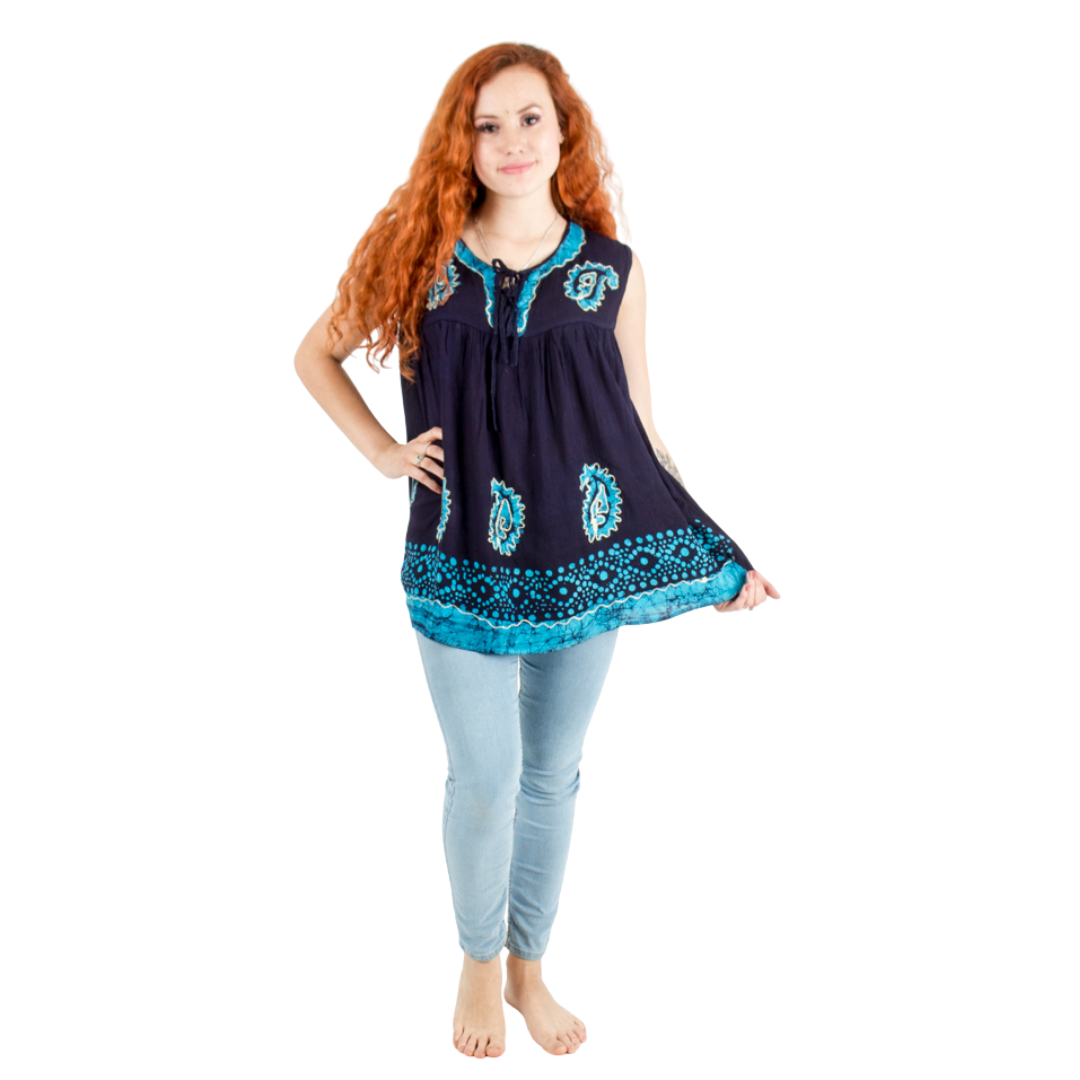 Blusa Dayita Azul Marino con Celeste