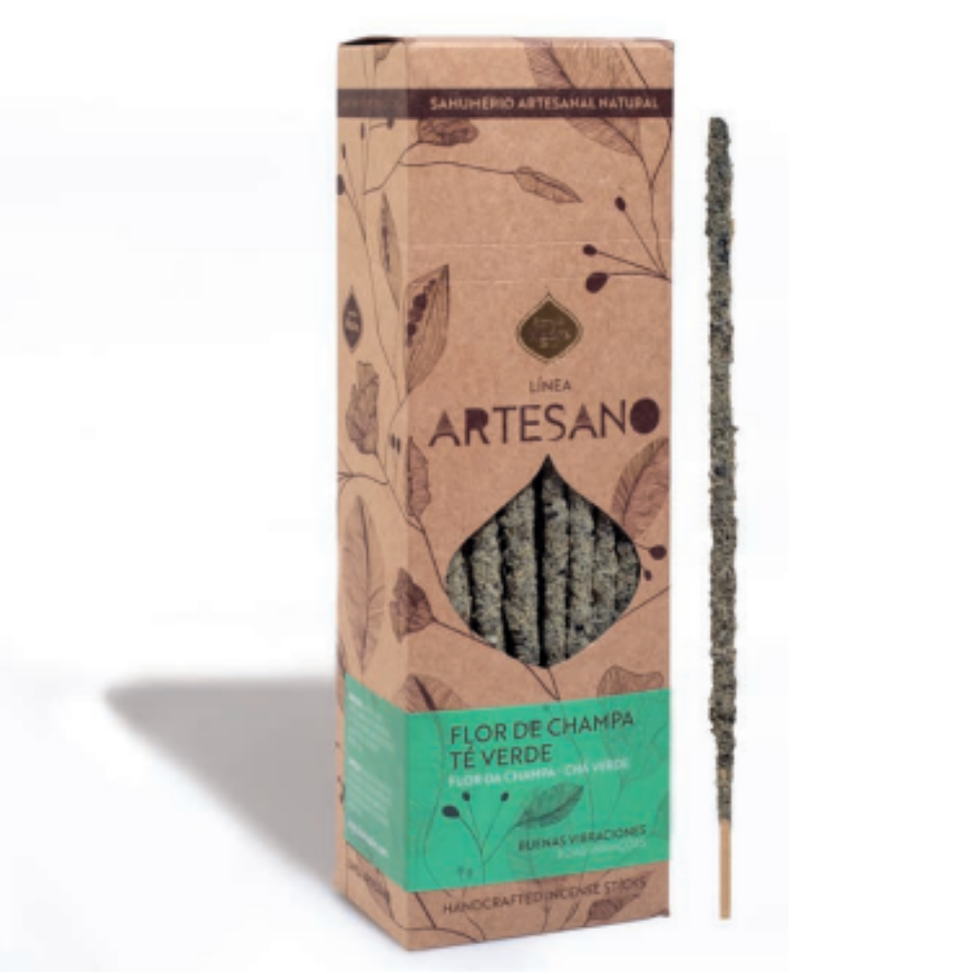 Sahumerio Artesano Té Verde con Flor de Champa 30u