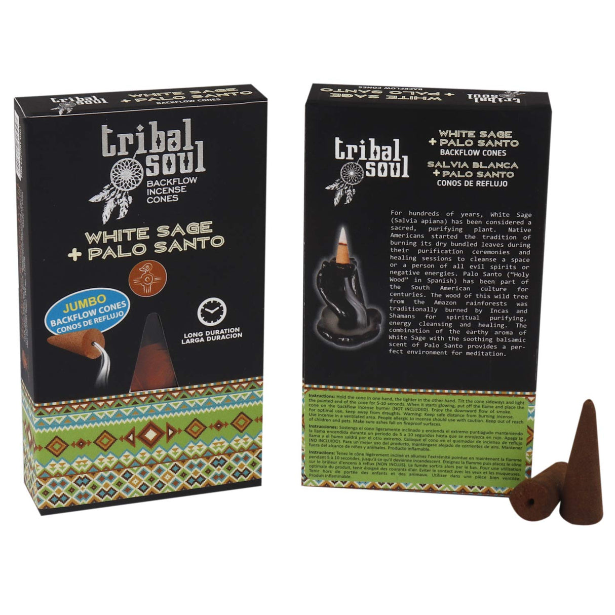 Incienso Cascada Salvia Blanca + Palo Santo 10 conos