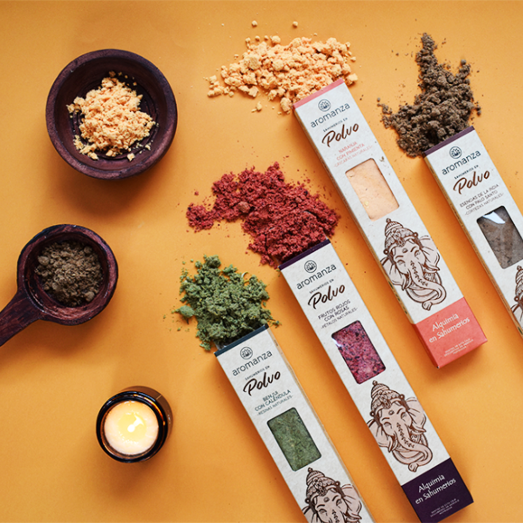 Sahumerio en Polvo Esencia de la India y Palo Santo