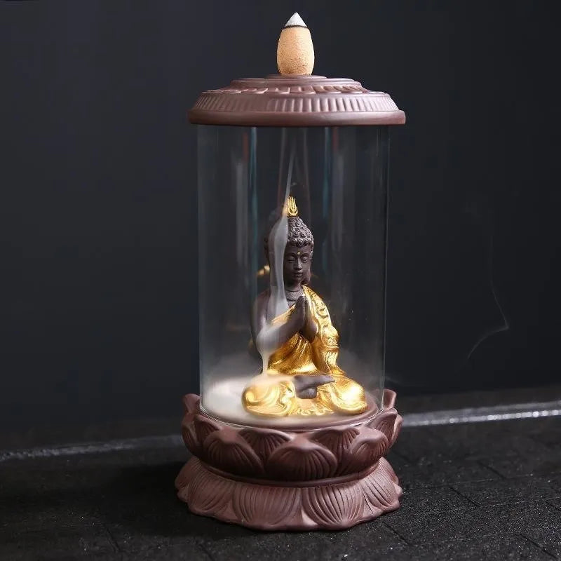 Porta Incienso Cascada Templo Budda + 10 inciensos