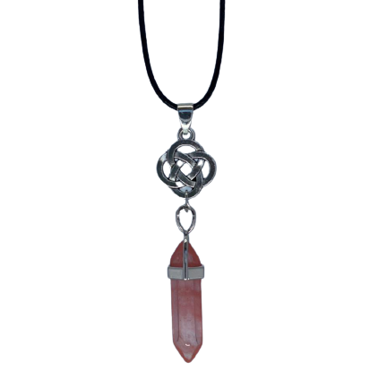 Colgante Nudo Celta de Punta Cuarzo Cherry