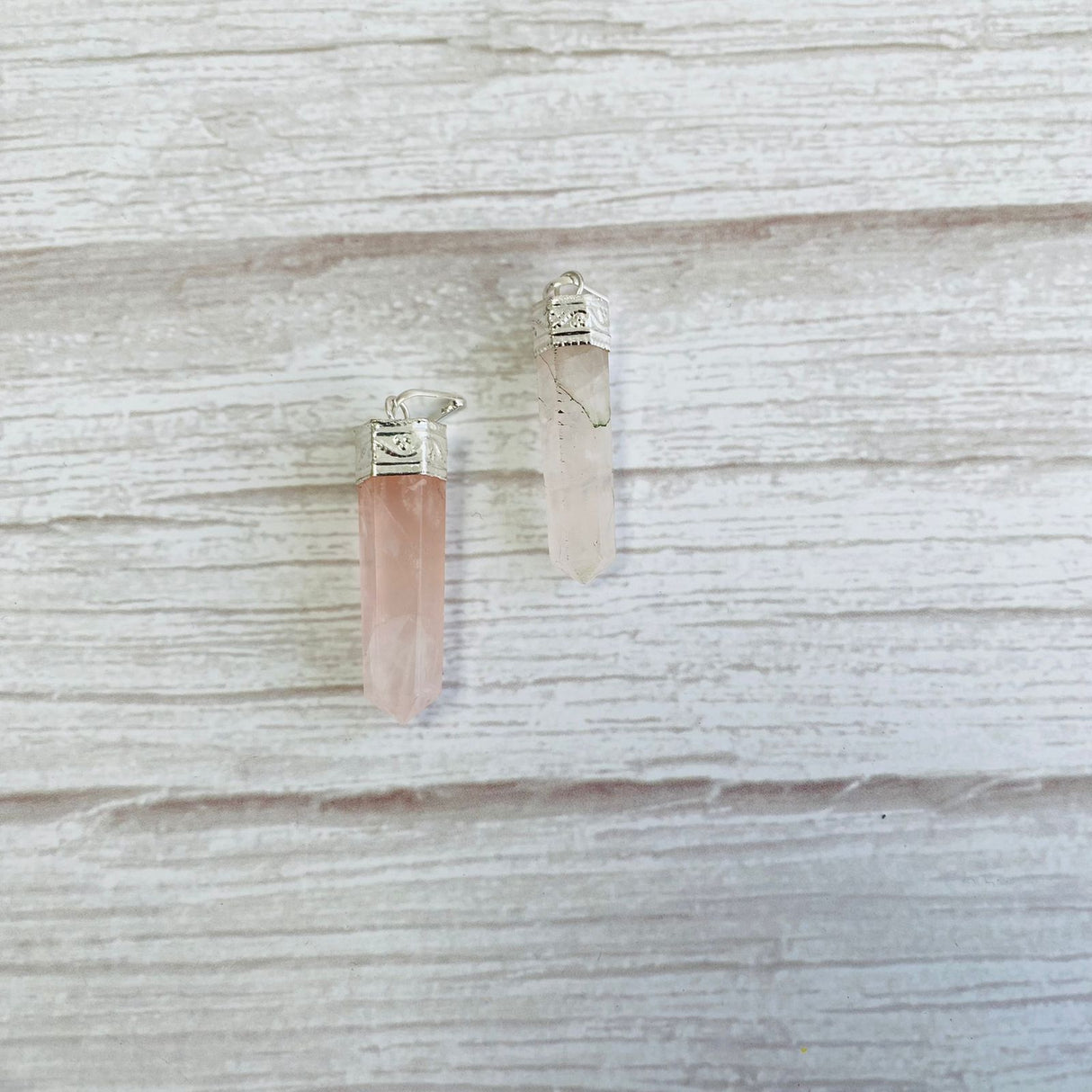 Colgante de Punta Cuarzo Rosa 4 cm