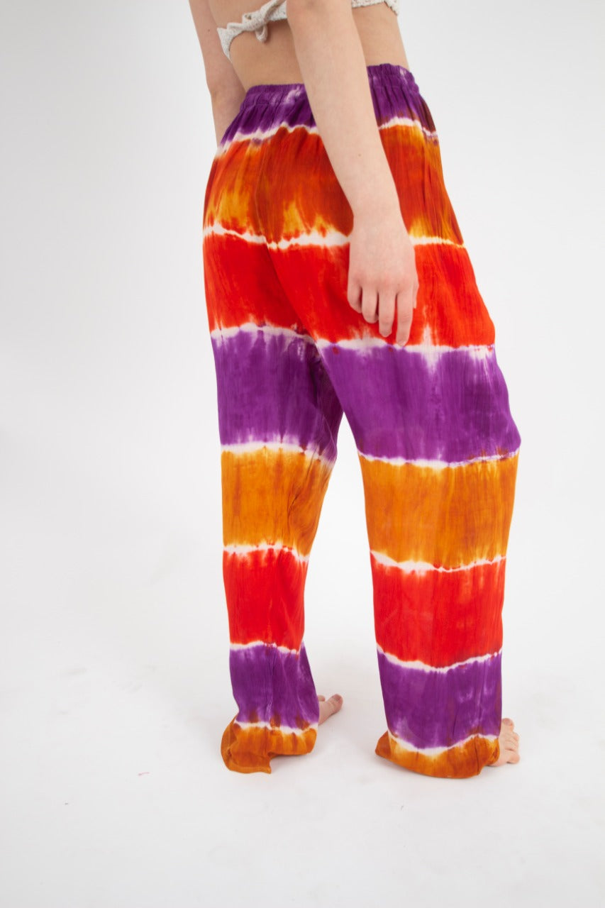 Pantalon Teñido Tricolor Morado - Rojo