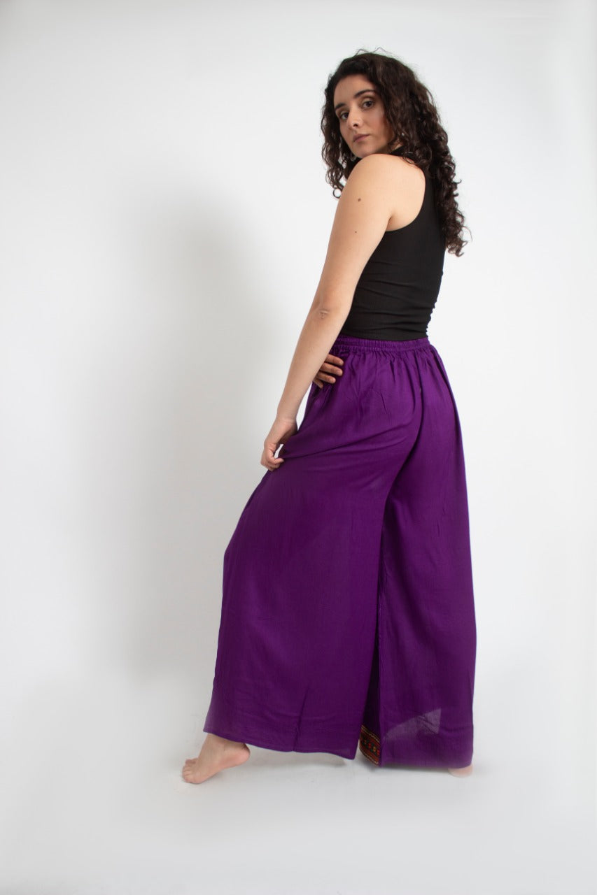 Pantalon Palazzo Morado Bordado Inferior