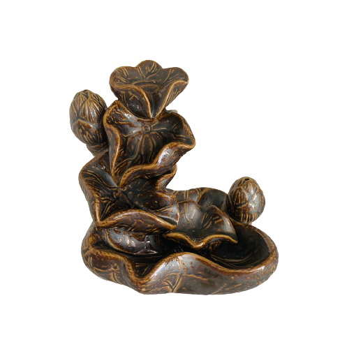 Porta Incienso Cascada Flor de Loto Silver + 10 inciensos especiales