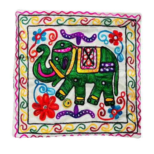 Funda de Cojín Elephant Green &Purple