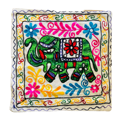 Funda de Cojín Elephant Green&Pink