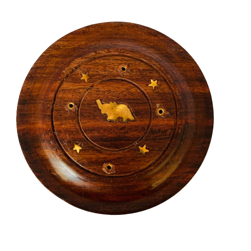 Porta Incienso Redondo de Madera Elefante