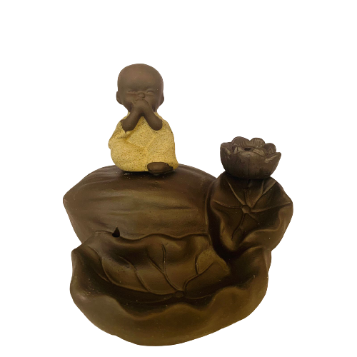 Porta Incienso Cascada Budda Risueño Yellow + 10 inciensos