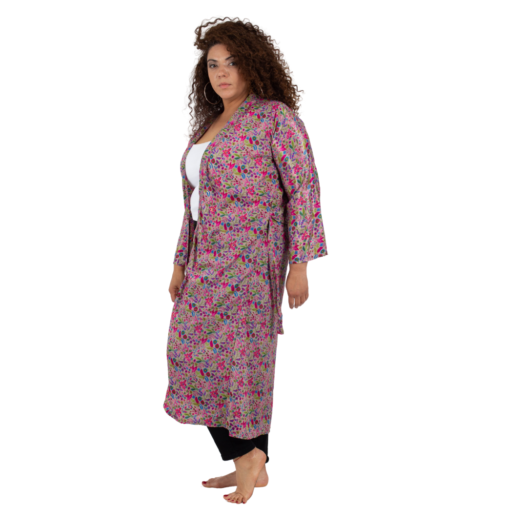 Kimono Trisha Gris con Rosa