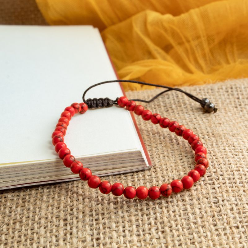 Pulsera Ajustable Howlita Roja 4mm