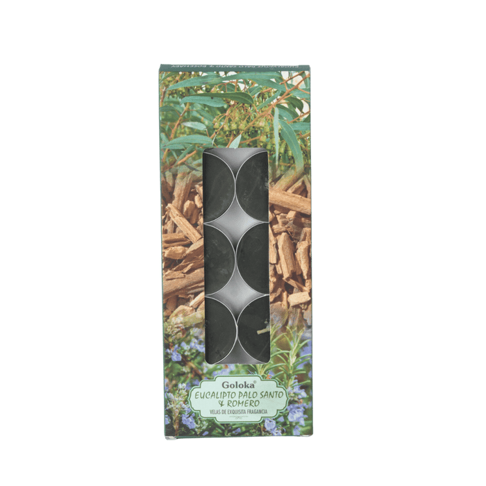 Vela Aromática Eucalyptus, Palo Santo & Romero Tealight - Goloka