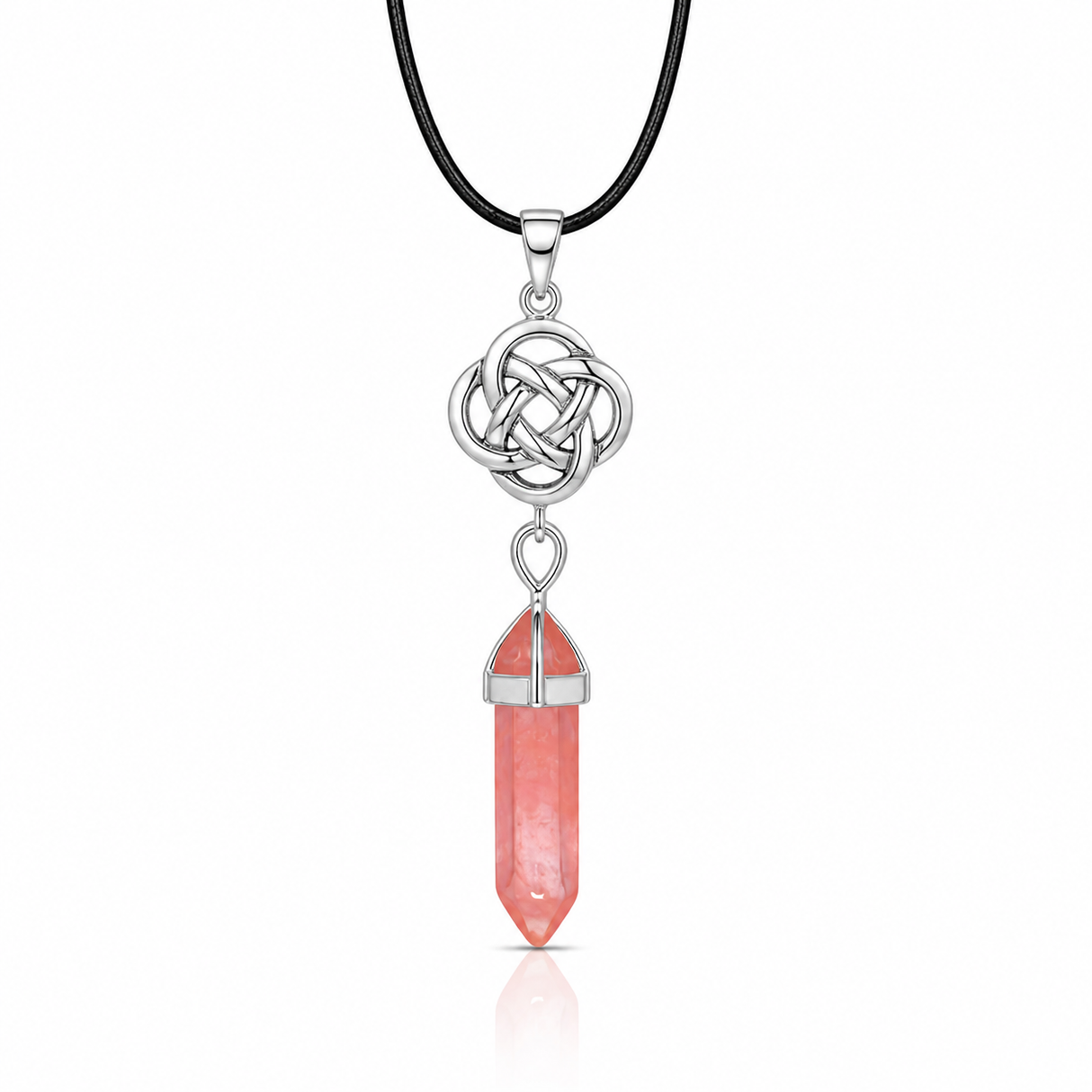 Colgante Nudo Celta de Punta Cuarzo Cherry