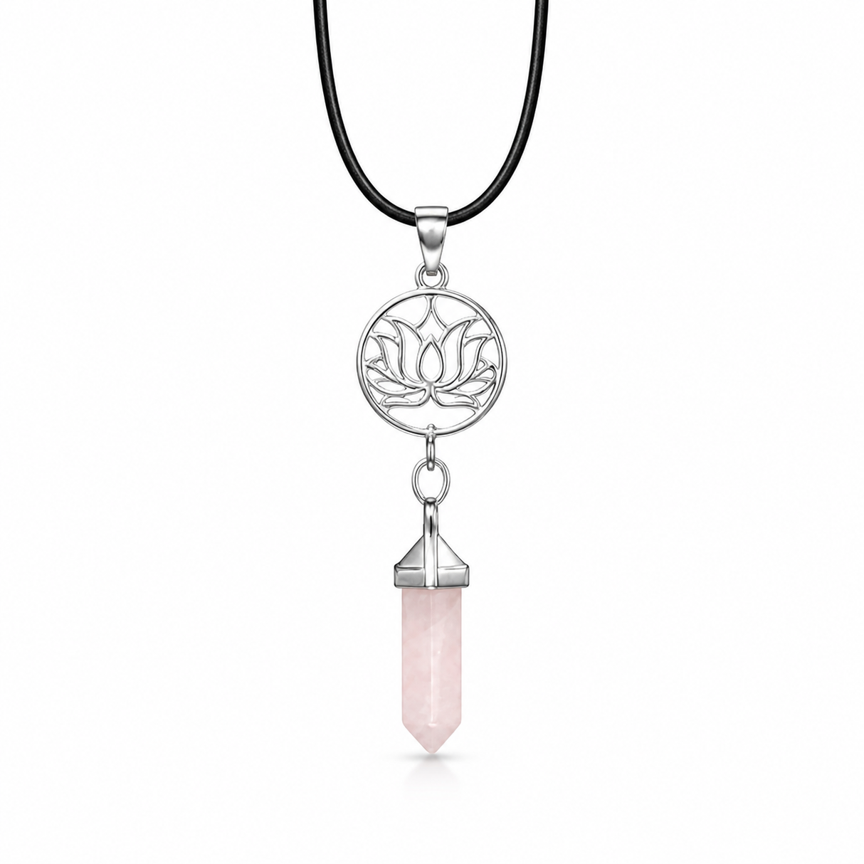 Colgante Lotus de Punta Cuarzo Rosa