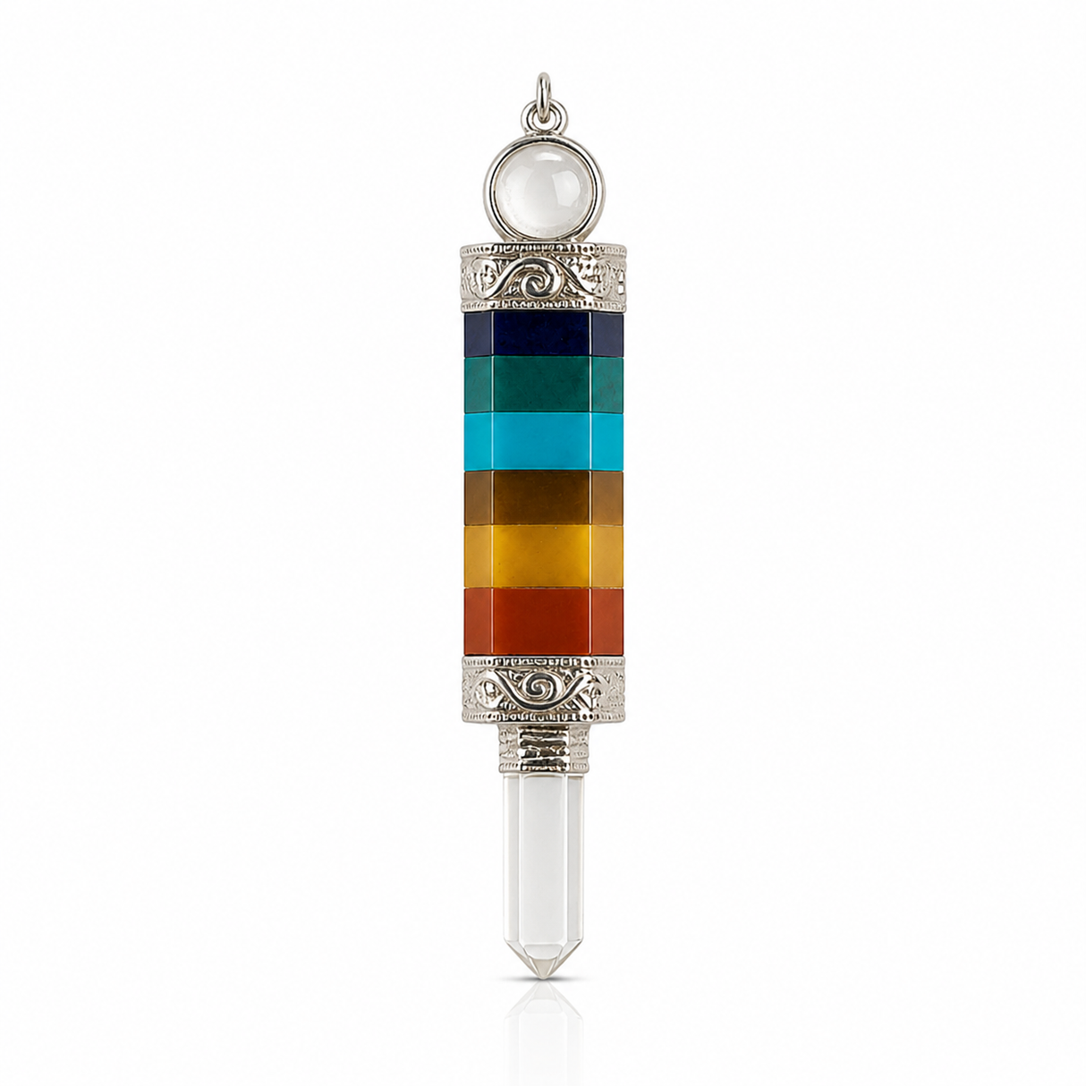 Colgante 7 Chakra con Punta de Cuarzo 4 cm