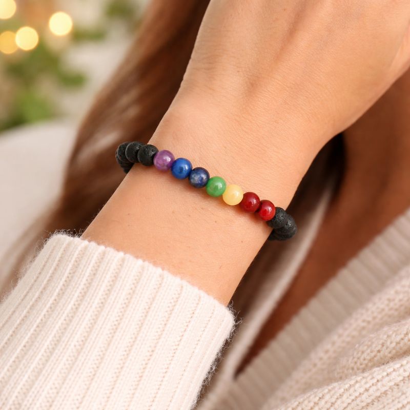 Pulsera 7 Chakras Volcanica 6mm