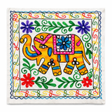 Funda de Cojín Elephant Amarillo Claro y Azul