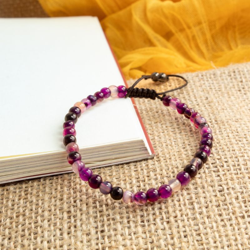 Pulsera Ajustable Ágata Morada 4mm