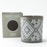 Vela Boho Salvia Blanca con Piedra Cuarzo Cristal 120gr